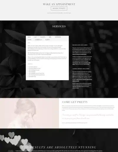 Vanity Brow & Beauty Website Design DLB Northfield Website Designs